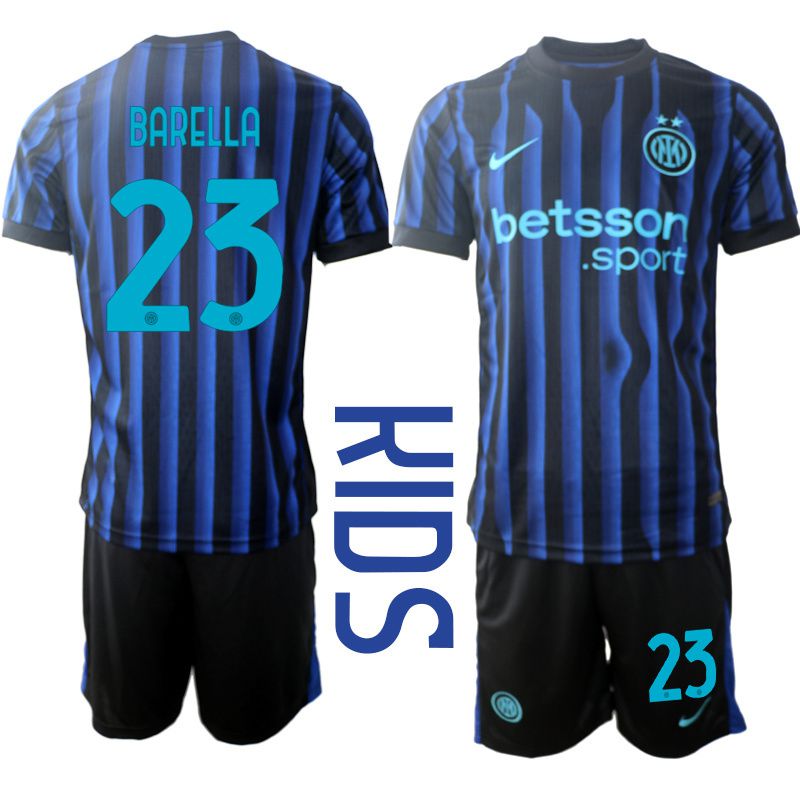 Youth 2025-2026 Club Inter Milan CF home Black #23 Soccer Jersey